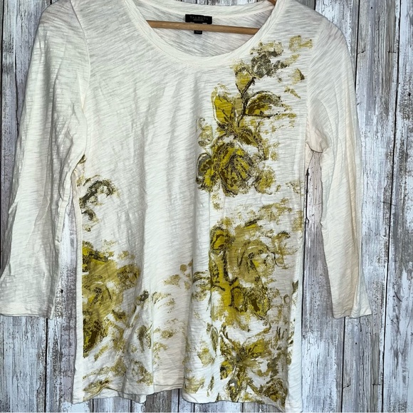 Talbots Cream Printed 3/4 Sleeve Blouse - Picture 2 of 5